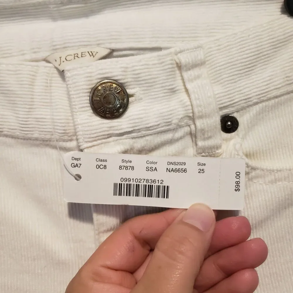 NWT J. Crew Women’s White Toothpick Skinny Jeans Size 25 - Style #87878